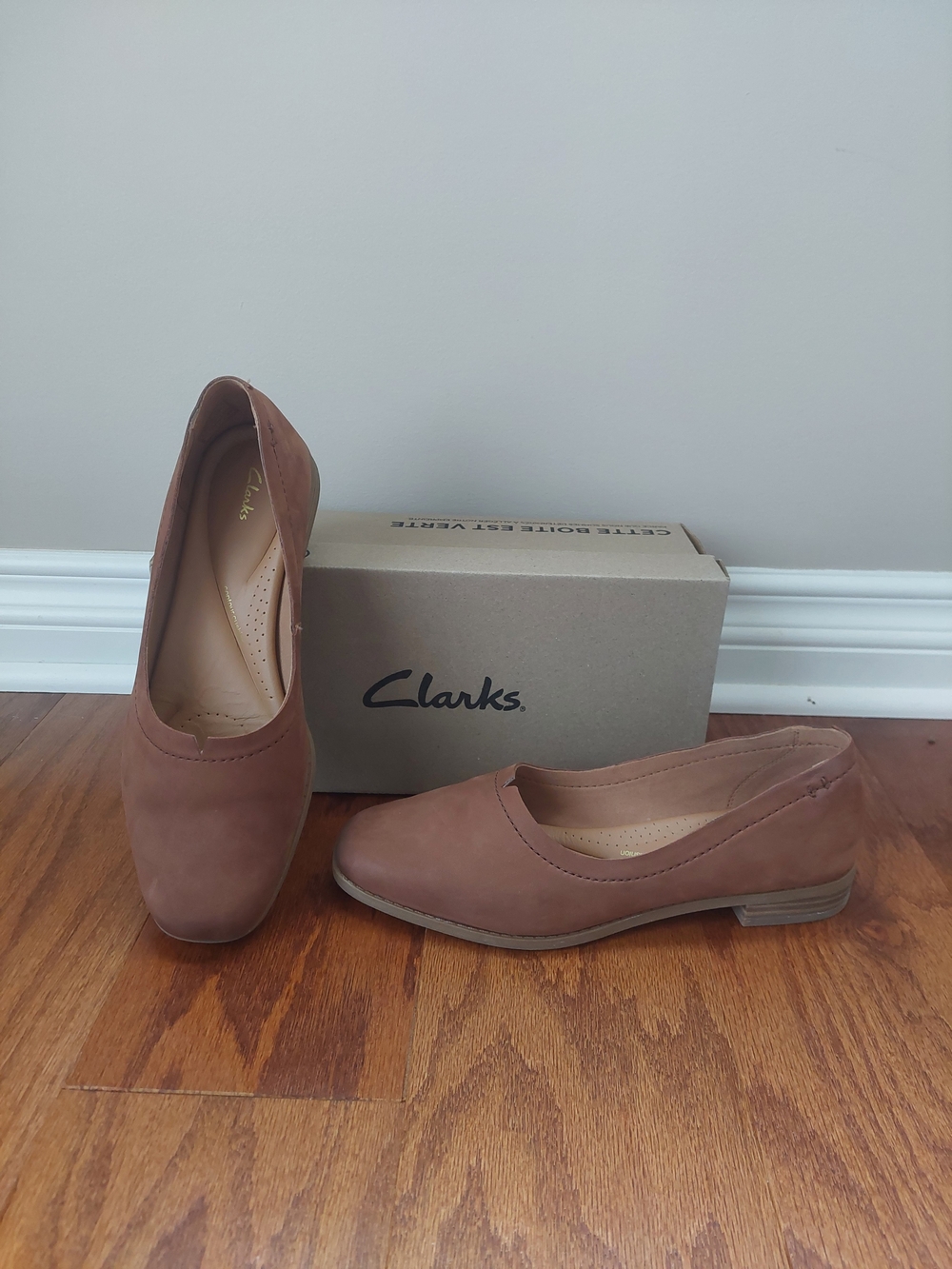 Clarks Women’s Tan Slip-On Loafers